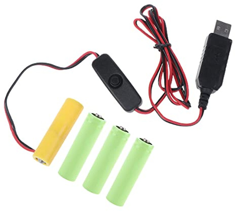 CHIZISX - Eliminadores de batería, 6 V, LR6, AA, batería falsa, cable de eliminación de batería con interruptor, sustituye a 4 pilas AA de 1,5 V para LED elek