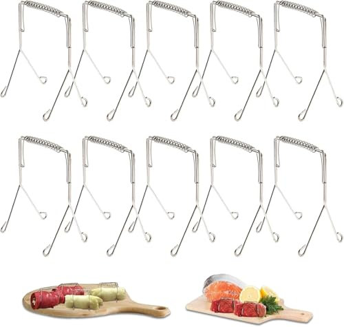 10 pinzas para rouladenringe de acero inoxidable, reutilizables, brochetas para rollos de col, alternativa a las agujas de rouladenn, adecuadas para asar y cocinar