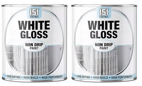 DIOXSTAR White Gloss Non-Drip Paint, Fast Drying, High Build, High-Performance Paint, Gloss Finish, Interior and Exterior Use, Suitable for Wood, Metal, 300ml (2 PCS)
