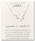Philip Jones Libra Star Sign Zodiac Constellation Necklace and Quote Card with Zircondia® Crystals