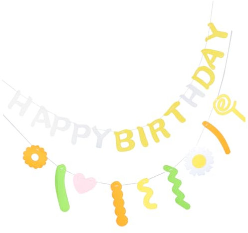NAMOARLY 1 Satz Alles Zum Geburtstag Flagge Ziehen Karte Glücklich Dekorationen Für Geburtstagsfeiern Am Strand Party Sonnenblumen-ornament Sternengirlande Kuchen Artikel Vlies Yellow