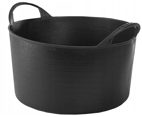 MiG-met - Mehrzweckkorb, großer Behälter, Korb Flexi, Wäschekorb - Stark, Haltbar, Flexibel und Leicht - Frostsicher, Zwei robuste Griffe - Ausdauer 120kg - 14L, 35x30x23cm - Schwarz - 1 Stück
