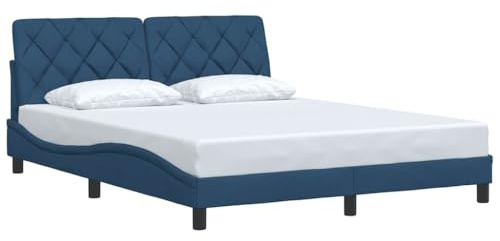 vidaXL Bettgestell ohne Matratze Blau 160x200 cm Stoff, Bettrahmen, SchlafzimmerBettgestell DoppelBettgestell Bettgestell Schlafzimmermöbel, Stoffbett