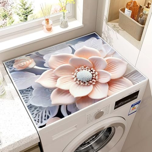 Tapis Anti-poussière Pour Machine à Laver Réfrigérateur,Nappe Absorbante,Tapis de Séchage Antidérapant Pour évier de Cuisine, Washing Machine Dust Proof Mat,Motifs Floraux 3D (Rose,40x50 cm)
