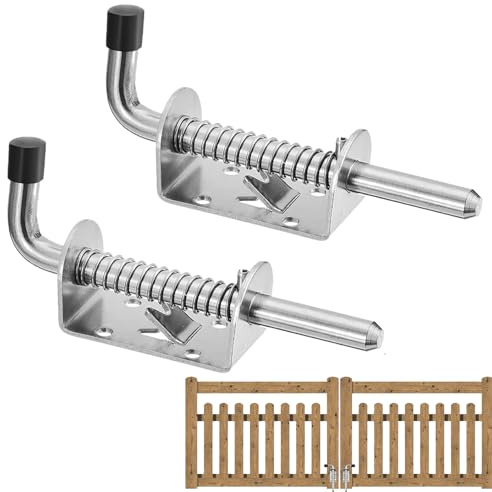 2 Stück Federriegel, Federriegel Torriegel,Riegelschloss,Torverriegelung,Federriegel Edelstahl 304,Torriegel Mit Feder,Torriegel Mit Feder,Für Schuppentüren, Türen, Fenster, Garagen(10 * 128mm)