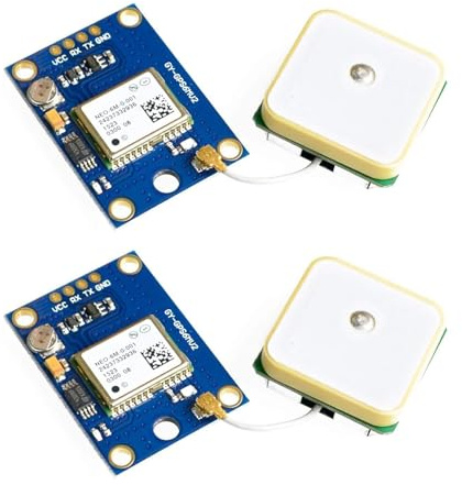 ICQUANZX GY-NEO6MV2 NEO-6M GPS-Flugsteuerungsmodul 3V-5V mit superstarker Keramikantenne kompatibel mit Arduino EEPROM APM 2.5（2 Stück）