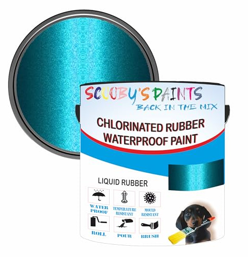 Scooby's Paints Chlorinated Rubber Waterproof Paint, Liquid Rubber 2.5 Litre (2 Metallic Light Blue)