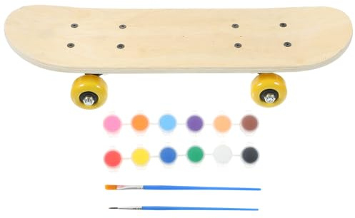 TOYANDONA Selbstgemacht Skateboard Satz 43cm Holz Deck Unbemalt mit Malfarben Kleines Skateboard für Selbstgestalten und Street Skating Zufällige Farbe Zufällige Farbe