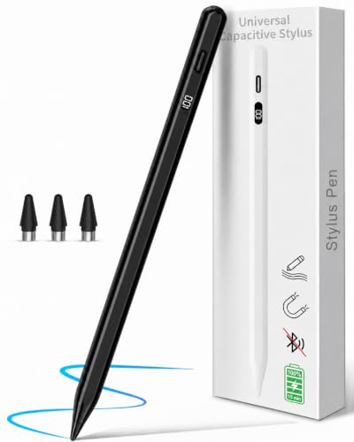 Digiroot Universal Tablet Stift mit LED-Leistungsanzeig 15-Min.Schnellladen | Stylus Pen Magnetischer Touchscreen Stift-Kompatibel mit Samsung/Huawei/Xiaomi Tablets&Handys,iPhone,Android,Schwarz