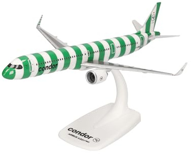 Herpa Snap-Fit Modellflugzeug Condor Airbus A321neo Island, Miniatur im Maßstab 1:200, Sammlerstück, Modell mit Standfuß, Kunststoff