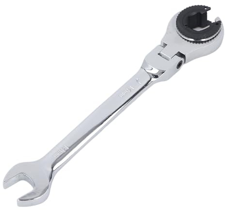 Luocute Clé à Cliquet Ouverte de 14 Mm, clé Mixte à Cliquet en Acier CrV de 7,5 Pouces avec Arc Pivotant de 5°, pour écrous sur Frein à Carburant ou Conduite de Climatisation