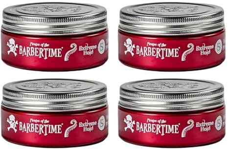 BARBERTIME Matte Pomade No.5 | Haarstyling Haarwachs | Wasserbasiert | Starker Halt & Mattes Finish | Vanilleduft | Kein Verkleben oder Verhärten | Style & Natürlicher Look (4x 150ml)