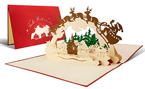 Weihnachtskarten, Winterlandschaft, Pop-Up Karte, handmade, edel, Grußkarte W03