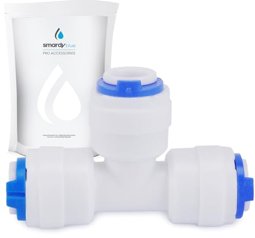 smardy Schlauch Verbindungsstück T-Form Quick-Fitting Schnellverbinder für Osmose Wasserschlauch 1/4 (6,35mm)