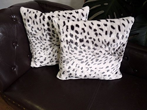 Natur-Fell-Shop Kissen Kissenhülle Dekokissen im Tierfell - Design Tierprint Animal Schnee - Leopard (50 x 50 cm)