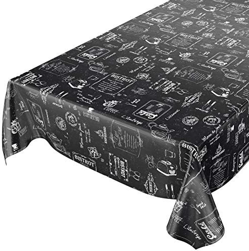 ANRO Wachstuchtischdecke Wachstuch Wachstischdecke Tischdecke abwaschbar Schwarz Bistro Retro Modern wasserabweisend Gartentischdecke Meterware pflegeleicht Lotuseffekt 160x140cm