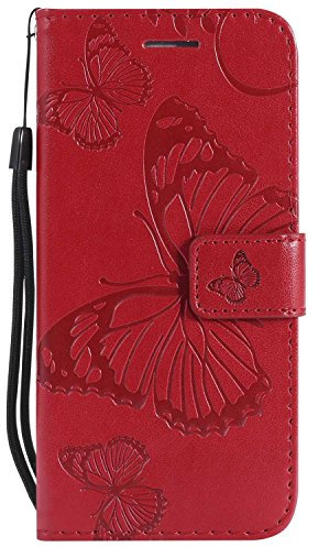 DENDICO Cover per iPhone 6 / iPhone 6s (4.7), Pelle Portafoglio Custodia per iPhone 6 / iPhone 6s Custodia a Libro con Funzione di appoggio e Porta Carte di Credito - Rosso