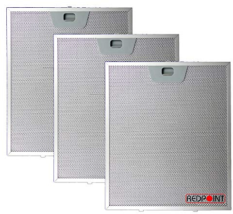 REDPOINT® Lot de 3 filtres en aluminium pour hottes FABER 253 x 300 x 8 mm avec fixations inférieures