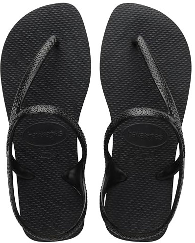 Havaianas - Flash Urban, Sandalias Cómodas, Elegantes y Versátiles, Cierre en Tobillo, Tiras Metálicas Cruzadas, Mujer, Negro, 35/36 EU
