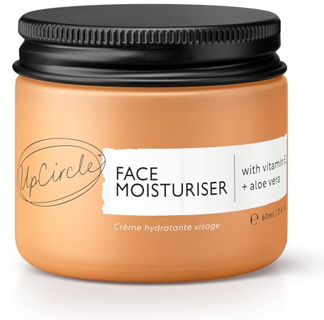 UpCircle Hidratante facial con polvo de argán de 60 ml, crema nutritiva de día, vitamina E, aloe vera, glicerina, karité + manteca de coco, natural, vegano + libre de crueldad