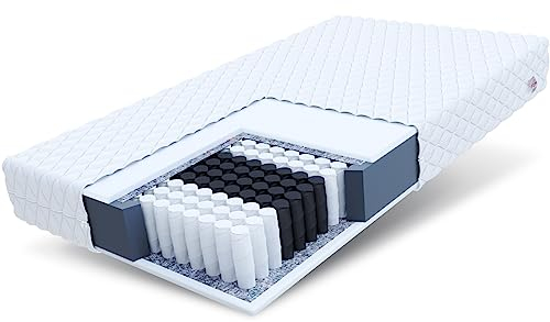 FDM Matratze 80x200 cm Härtegrad H3 Höhe 23 cm Taschenfederkernmatratze Polyurethan-Schaum 7 Komfortzonen mit Hypoallergenem Waschbarem Premium-Bezug Oeko-Tex Medic MAX