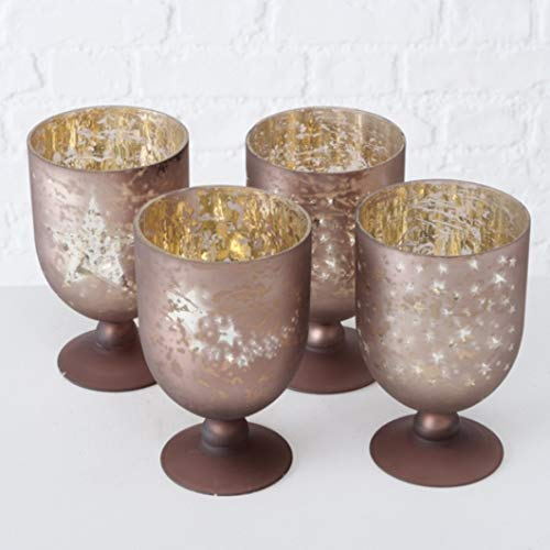Windlicht Pokal rosè taupe matt Kerzenhalter Kerzenleuchter H16 cm Stückpreis