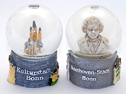 3-11-66 Minium Collection 2 süße Souvenirkugeln Bonn Beethoven Stadt Jubiläum 65mm Durchmesser Reiseandenken mit Luftblase