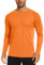 TACVASEN Work Shirts Men Long Sleeve Top Sun Protection T Shirt Lightweight Hiking Shirt UPF 50 Tshirt UV Protection Shirts Orange