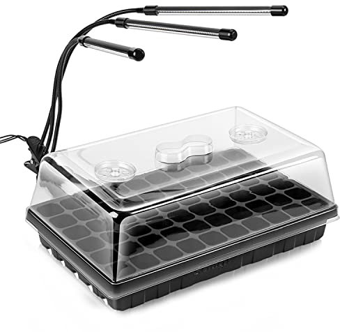SOLIGT [Upgraded Light] Seed Starter Kit with Grow Light - Durable 60 Cell Seed Starting Tray, Humidity Dome for Seed Growing Germinating, Seedling Starting, Cutting Clone & Plant Propagation Kit