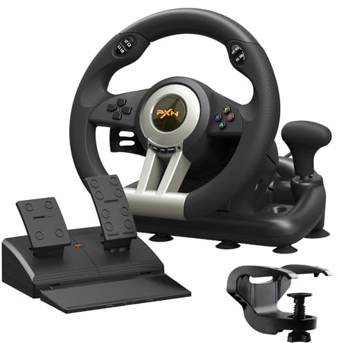 PXN PC Racing Wheel, V3 PRO 180 Degree Universal USB Car Sim Game Steering Wheel with Pedals for Xbox One, Xbox Series S/X, PS3, PS4, Switch
