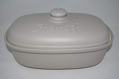 Töpferei Seifert Brottopf 30 cm Persa grau Oval, Steinzeug Westerwald