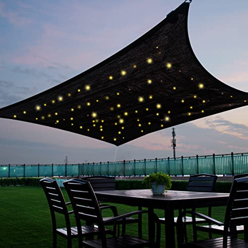 SMNET Voile d'ombrage avec lumière LED, l'auvent peut être utilisé pour les fêtes de Noël, le jardin, la cour, les installations extérieures de jeux – Comprend une corde (1,8 x 2,9 m)