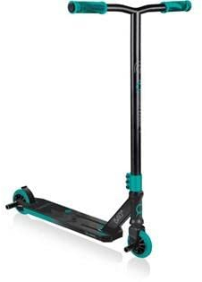Globber STUNTSCOOTER GS 540 – Freestyle Kickroller, 100 mm, ABEC 7, verstärkter Lenker, 360°- Lenkung, schwarz-türkis, Einheitsgröße
