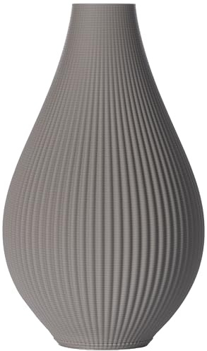 3D Vase Blumenvase/Dekovase Susann 17 cm für Schnitt-/ Trockenblumen | nachhaltig | wasserdicht (Hellgrau)