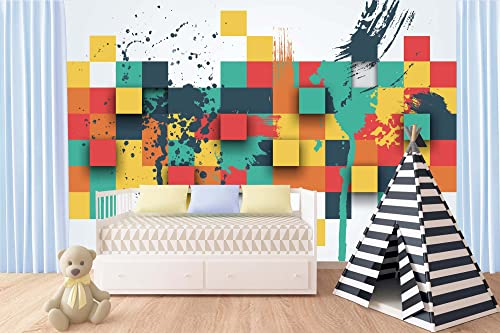Vlies Fototapete ABSTRAKTE QUADRATE 375 x 250 cm (inkl. Kleister) - Vlies Tapete, Wandtapete, Wandbilder - Tapete für Wohnzimmer Schlafzimmer, Büro, Küche - Montagefertig