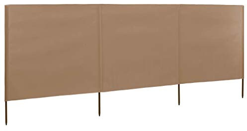 Higsose 3-Teiliger Faltbarer Windschutz 400x120 cm Strand Windschutz Hochwertigem Vliesstoff Langlebig Windschutz Sichtschutz Garten im Freien Camping Park Zum Schutz vor Wind Sand Taupe