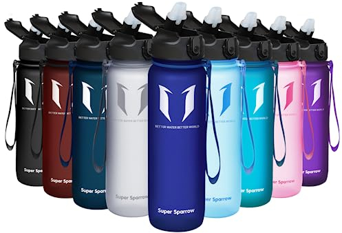Super Sparrow Botella de Agua Deportiva con Pajita - 1000ml - Prueba de Fugas - Sin BPA