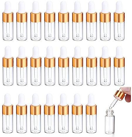 NOLACE Pipettenflasche 25 Stücke Mini Pipettenflasche 3ml Pipettenflasche kleine Glasflasche Transparente Glasflasche mit Tropfpipette,für Ätherisches Öl Aromatherapie Massage Duftöl Probe