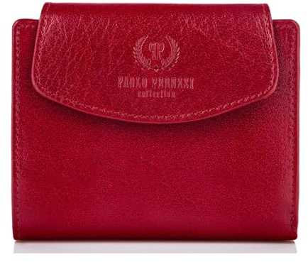Geldbörse Damen Leder klein Vintage RFID Paolo Peruzzi rot