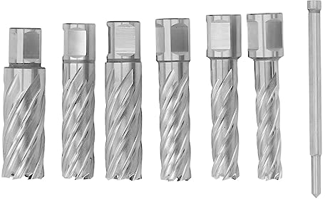 Set di Frese Anulari 7 Pezzi, Kit di 3 Punte per Trapano Mag per Flauto e Set di Punte per Trapano in Acciaio Al Carburo per Metallo, Punte per Trapano Magnetiche con Scatola di