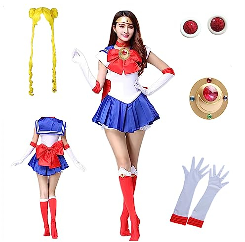 US Größe Anime Usagi Tsukino Cosplay Kostüm Halloween Rock Perücke Anzug (Small)