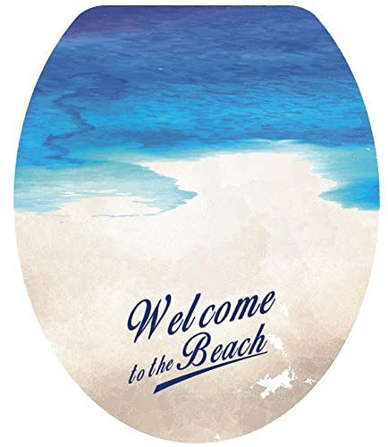 Casiler Toilettenaufkleber Badezimmer Dekoration Strand Muster Toilettendeckel Aufkleber wasserdichte Toilettensitz Abdeckungsaufkleber Wandkunst DIY Wanddekoration