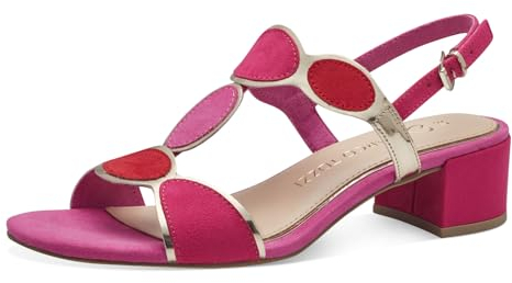 MARCO TOZZI Sandali Donna con Tacco con Cinturino Regolabile Vegani, Rosa (Pink Comb), 40 EU