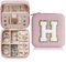 TINGN Reise Schmuckkästchen Mädchen Damen, Schmuckkästchen mit Buchstaben H | Kleine Schmuckschatulle Mädchen | Reise Schmuckkästchen Back to School Geschenke für Frauen | Reise Schmuck Organizer Rosa