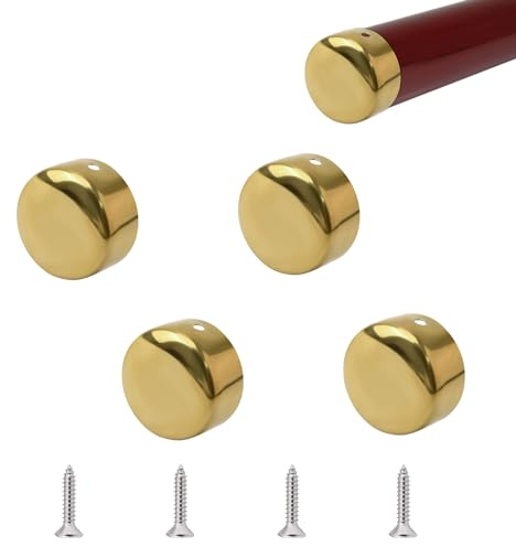 UFURMATE Handrail End Cap, 4PCS 45mm Inner Diameter 201 Stainless Steel Round Handrail End Caps Staircase Steps Hand Rail End Cover Handrail Fittings (Gold)