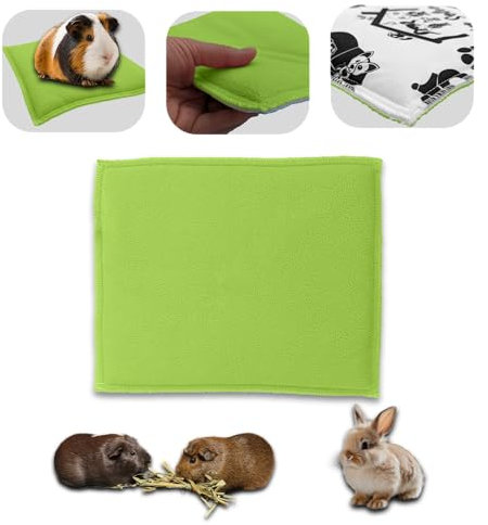 NEO SOLVO Dickes Fleecekissen für Meerschweinchen und Hasen - saugfähige Fleeceseite - weiche und frische weiße Seite - Grün - 30x26 cm