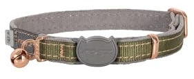 Rogz Urban Katzenhalsband, Olivgrün gedreht, mit Sicherheitsschnalle zum Abreißen