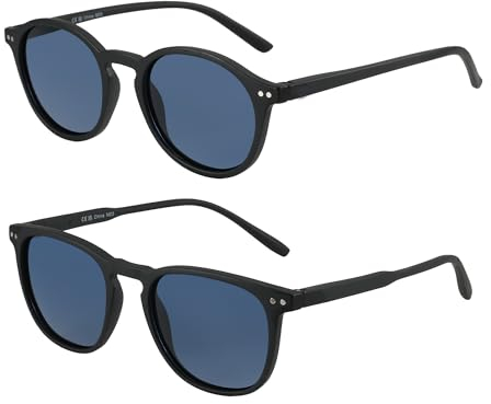 ZENOTTIC 2 Pack Polarised Sunglasses Womens Mens Retro Vintage Round and Square Sun Glasses with UV400 Protection Unisex