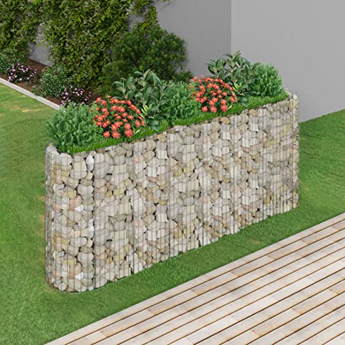 Chaduof Gabionen-Hochbeet, Kräuterspirale, Hochbeet Im Garten, Pflanzkübel, Pflanzsteine, Verzinktes Eisen 260x50x100 cm