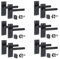 Golden Grace 6 Set of Victorian Straight T-Bar Handle Latch Door Handles Matt Black with 1 Pair of 3 Ball Bearing Hinges & Latches Pack Sets 120mm x 40mm Backplate